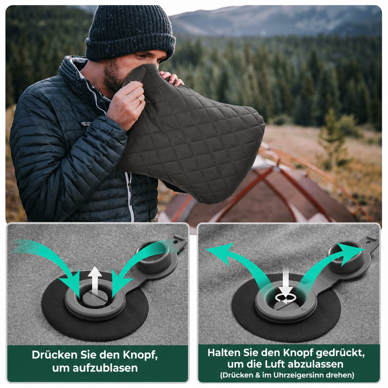 Ultraleichtes aufblasbares Campingkissen